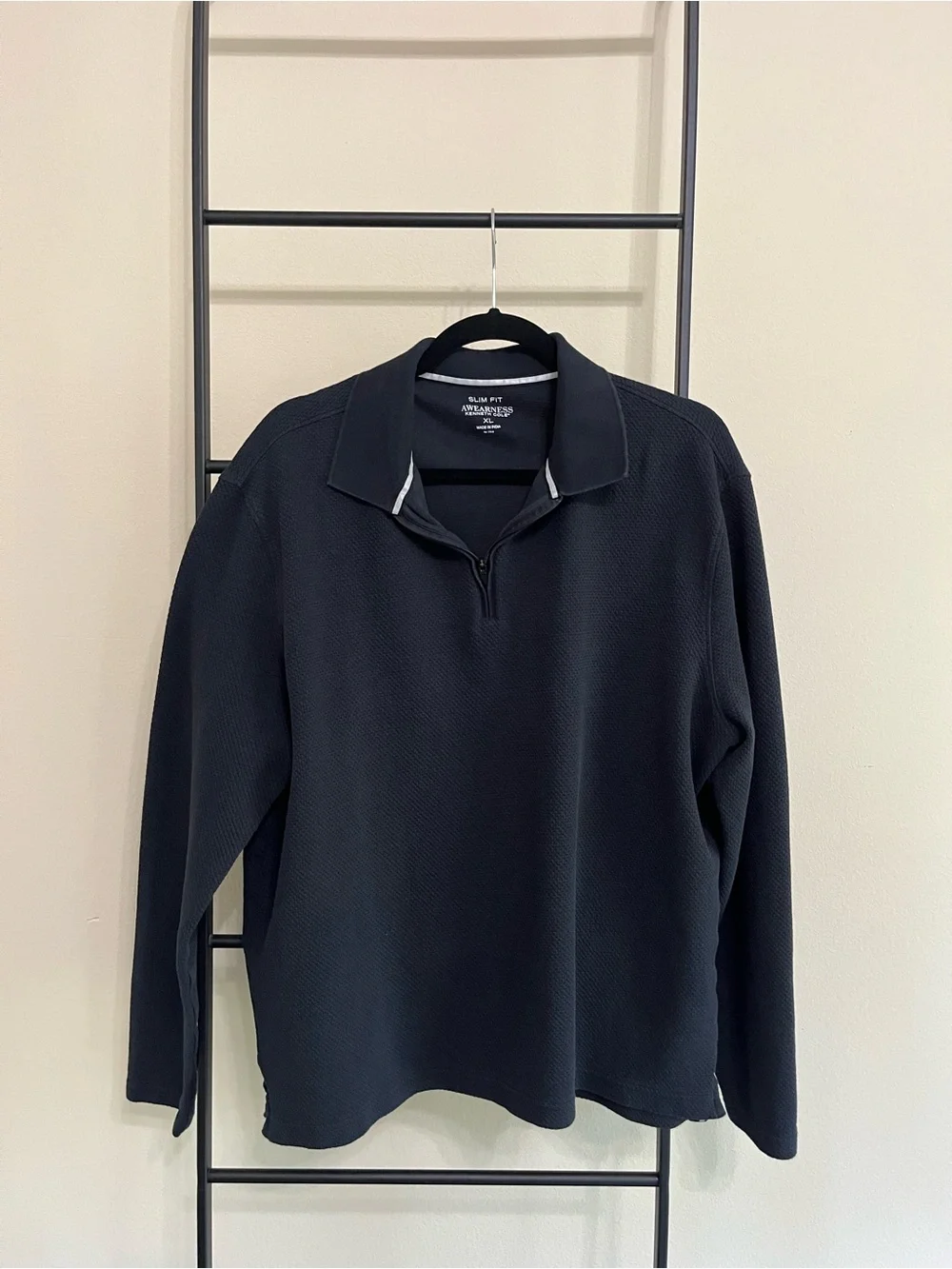 Awearness Kenneth Cole Men XL Slim Fit Textured 1/4 Zip Pullover
